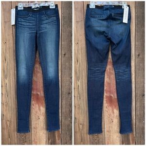 Helmut Lang Jeggings Size 27 Blue Dark Wash Skinny Jeans Elastic Waist Pull-On